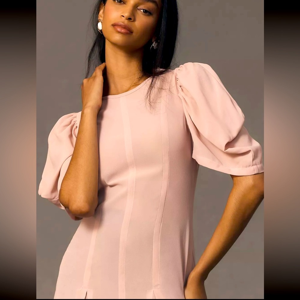 Anthropology, modern sheer midi dress. Violet color. - Picture 2 of 10